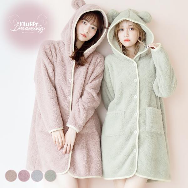 ベージュ L ショートパンツ パジャマ ルームウェア 熊 耳付きもこもこ 【超特価sale開催】 パジャマ