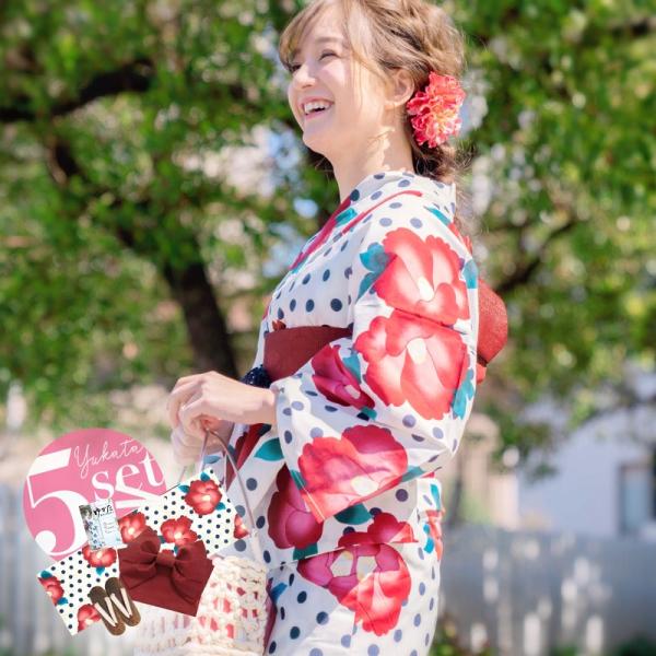 メーカー取寄せ 腰ひも 高級浴衣5点セット 綺麗 着付け本 浴衣セット ゆかた 浴衣 大正ロマン 大人 可愛い 作り帯 下駄 レトロ レディース ドット セット 9sbcb 21 カウンターアニバーサリー Europub Co Uk