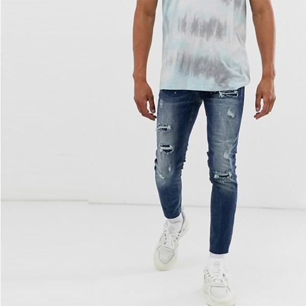 Asosセレクト Sixth June メンズ ダメージデニム スキニージーンズ スーパースキニーフィット ミッドブルーウォッシュ ストレッチデニム デニム ジーンズ ボトム As セレクトショップdiva 通販 Yahoo ショッピング