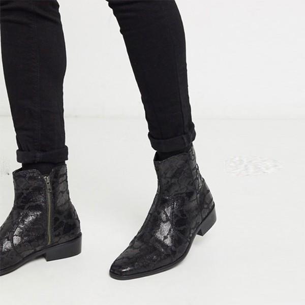 ブラック キューバヒール付き トップマン フェイクレザー ブーツ 靴 大人カジュアル 30代 40代 代 インポートブランド メンズ As セレクトショップdiva 通販 Yahoo ショッピング