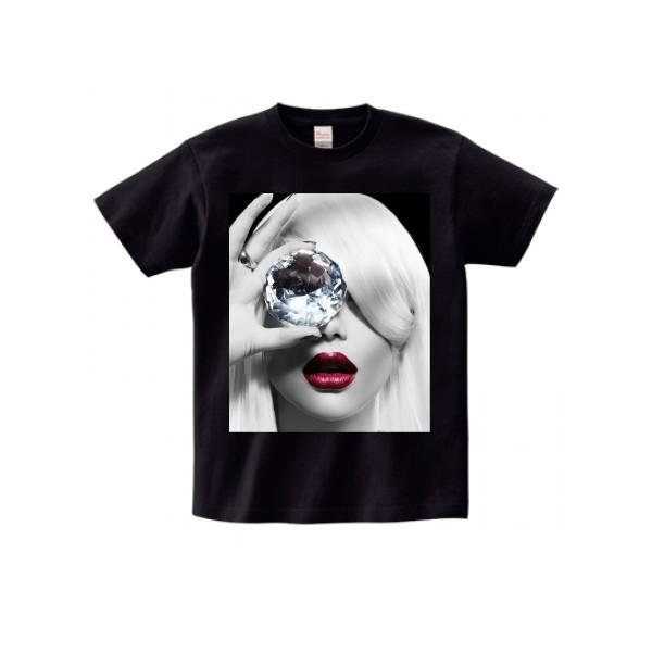 フォトt フォトT フォトプリント ガールプリント Tシャツ ブラック
