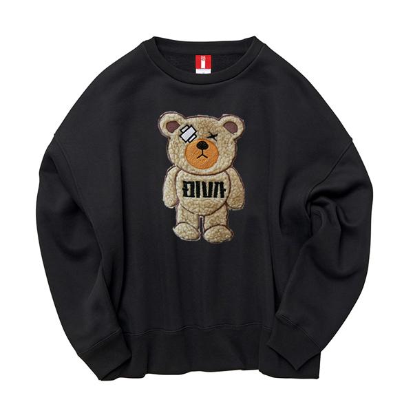 クマ もこもこ ぷくぷく ふわふわ ワッペン 刺繍スウェット 3D刺繍