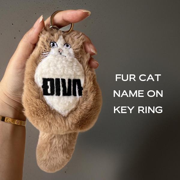 名前入れ ねこ ネコ キーホルダー ネームタグ 刺繍【DIVAオリジナル