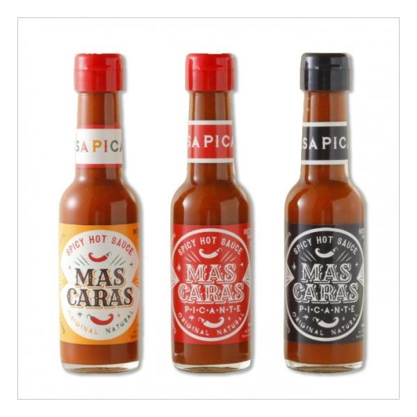 3.辛さのレベルが違う三種類がスタンバイ様々なお料理、辛さのお好みに合わせるべく3種類のマスカラスソースを開発しました。「マスカラスオリジナル(白)」 辛さレベル★辛さが控え目で酸味と旨味を引き立たせたスッキリとした切れ味「マスカラスピカン...