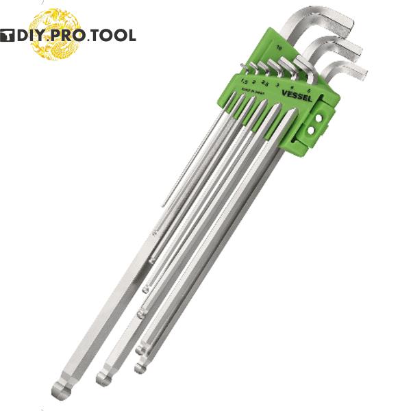 ベッセル 8209BP-L 本締めボールポイントレンチ９本組 短軸仕様ロングタイプ