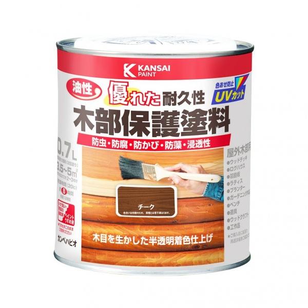 他サイト： カンペハピオ 油性木部保護塗料（木目を活かした半透明着色仕上）屋外木部専用塗料 防虫、防腐、防カビ チーク 119×121 00237643511007 1缶の商品画像