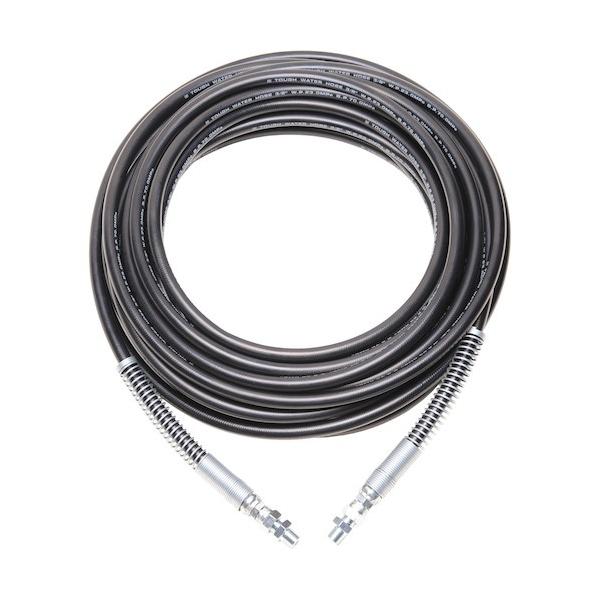 ■特徴 外被に耐摩耗ポリマーを配合し擦れに強い、接続部分は全てステンレス製です。  ■仕様 ホースサイズ：3/8（3分）、取回半径 : 50mm、重量 : 263g/m、内面チューブ：NBR、補強層：高抗張力鋼線（ワイヤー）、外面カバー：耐...