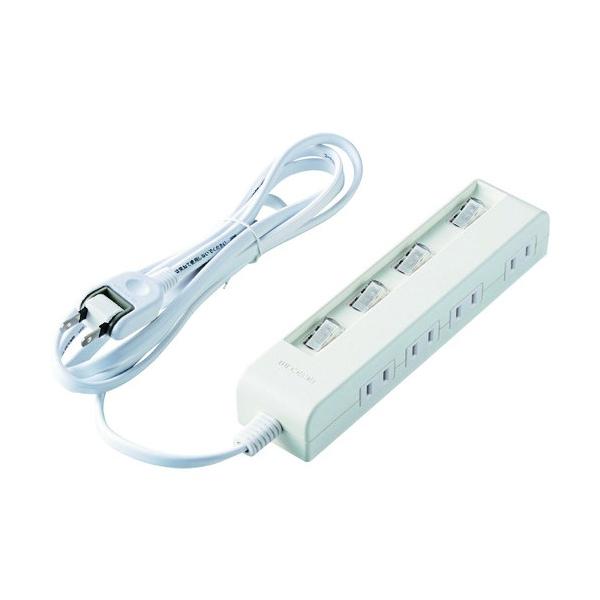 他サイト： エレコム 省エネタップ 個別スイッチ 横挿し 4個口 ホワイト 2m T-E5C-2420WHの商品画像