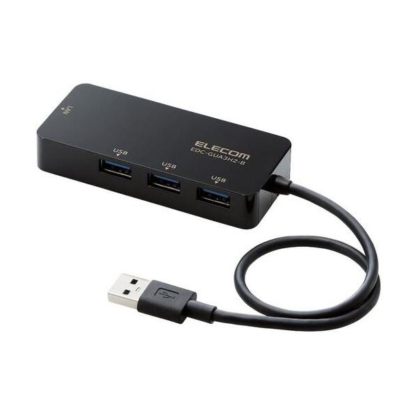エレコム 【法人専用品】有線LANアダプタ Giga対応 USB3．0 Type-A USBハブ付 ブラック ブラック EDC-GUA3H2-B