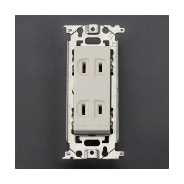 エスコ 125V/15A埋込コンセント(2口) (コンセント部)47.9×110×22.8(D)mm EA940CE-111