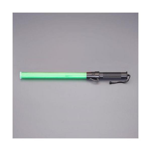 ●サイズ…φ34×540mm ライト:340mm ●重量…348g（電池含む） ●材質…ライト部:PVC グリップ:ABS樹脂 ●電源…単2電池×3本(別売) ●カラー…緑 ●光源…緑色LED×6個 ●点灯・点滅切替…速い点滅→遅い点滅→点...