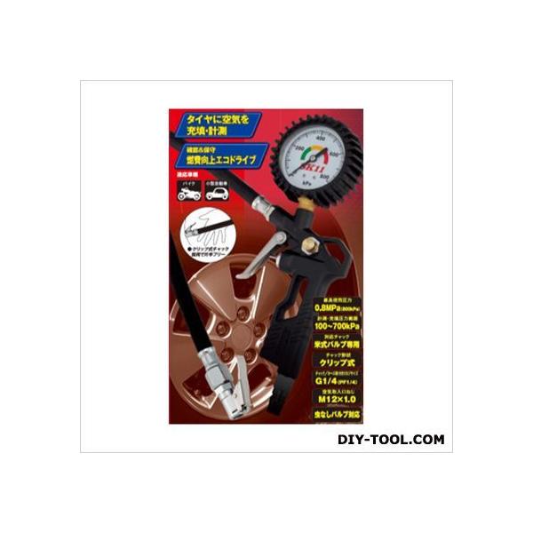 クリップ式で片手で作業が可能、ゲージも見やすいアナログタイプです。 バイクや小型自動車のタイヤへの空気入れや空気圧の計測。 クリップチャック付きで簡単に接続でき、接続後は片手で操作できます。 圧力計付で簡単にタイヤ内の空気圧が計測できます。...