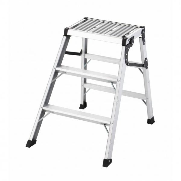 ■特徴 軽量で持ち運び易い折りたたみ式作業台です。 昇降し易い緩やかな昇降角度（６０°）になっています。 天板裏面のレバー操作で、片手で簡単に開閉操作が可能です。  ■用途 オフィス・店舗などの作業に。  ■仕様 完成品 踏ざん踏面幅：62...