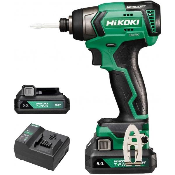 HiKOKI(ハイコーキ) 10.8V 充電式 インパクトドライバー 電池2個、充電器、ケース付 ビット別売り アグレッシブグリーン WH12DD 2JS 1台