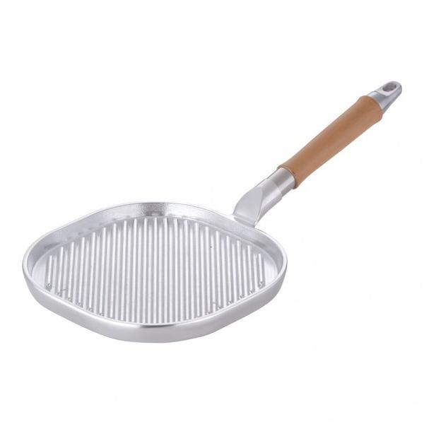 北陸アルミニウム アルミ鋳物 木柄ステーキパン 小 (フライパン