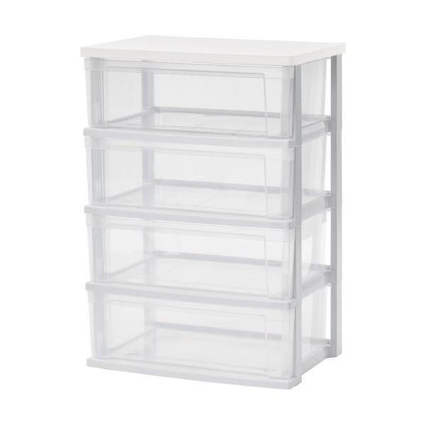 他サイト： ※法人専用品※アイリスオーヤマ ウッドトップチェスト ホワイト/クリア NSW-544WTの商品画像