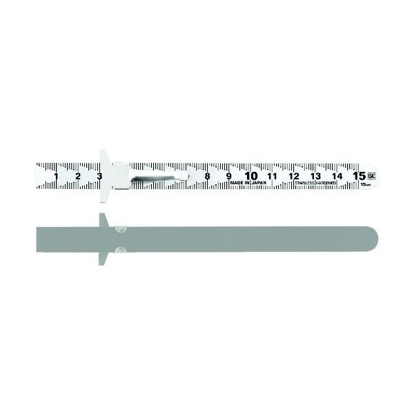 ■特徴 最小単位の目盛が見やすい快段目盛です。 段差測定に便利なクリップ付です。 1mm単位の目盛が見やすい、階段状目盛です。 数字が大きく見やすい繰り返し数字タイプです。  ■用途 長さの計測に。 線引き、ケガキ作業、寸法測定に。  ■仕...