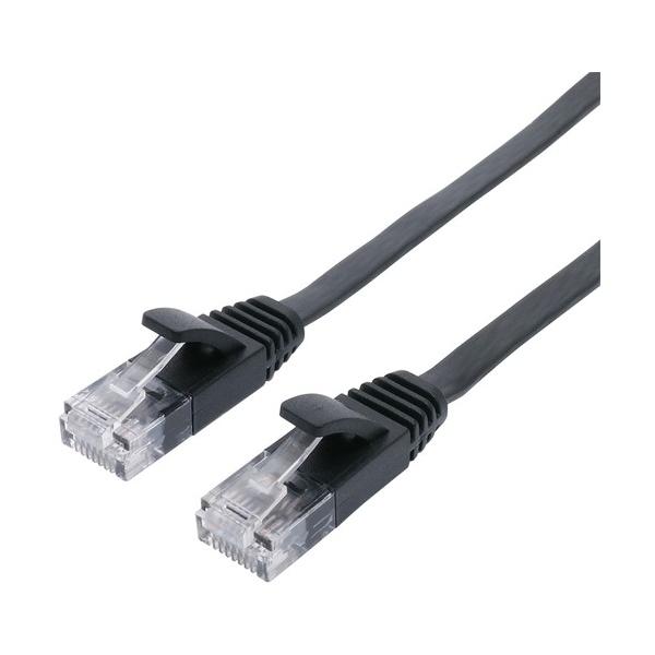 ナカバヤシ CAT．6A LANケーブル フラット 黒 10m ブラック C6A-F10BK 1本