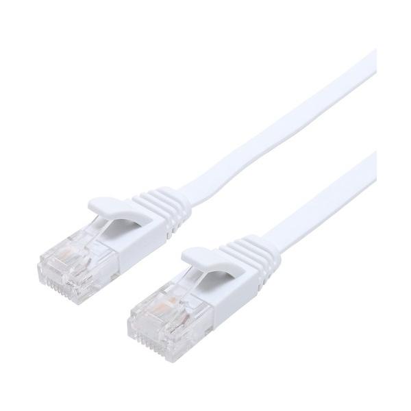 ナカバヤシ CAT．6A LANケーブル フラット 白 15m ホワイト C6A-F15WH 1本
