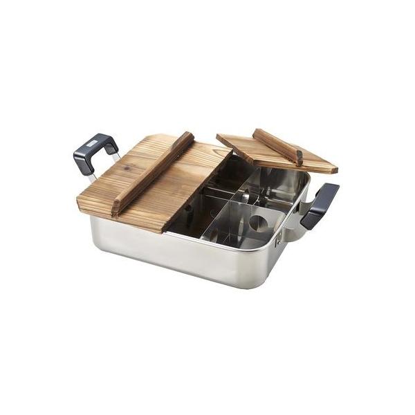 だんらん ステンレス製 木蓋付き 角型 おでん鍋 