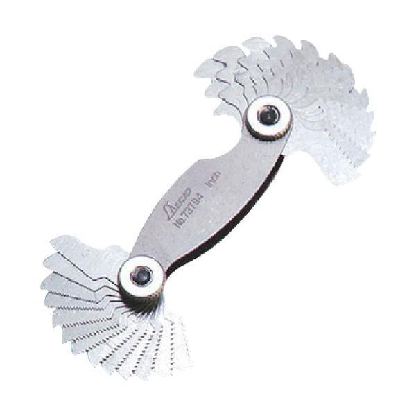 商品画像はイメージ画像です。実際とは異なる場合がございます。 ■特徴 リーフに1インチ当たりの山数を表示しています。  ■用途 一般のネジのピッチの測定用です。  ■材質 本体:炭素工具鋼  ■注意点 サビ防止の為、使用後は汚れをキレイに拭...