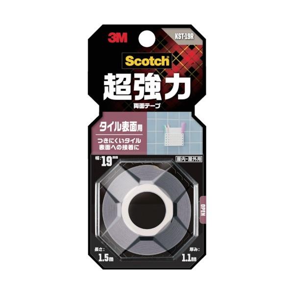 他サイト： スリーエム スコッチ 超強力両面テープ タイル表面用 19mm×1.5m KST-19R 1点の商品画像