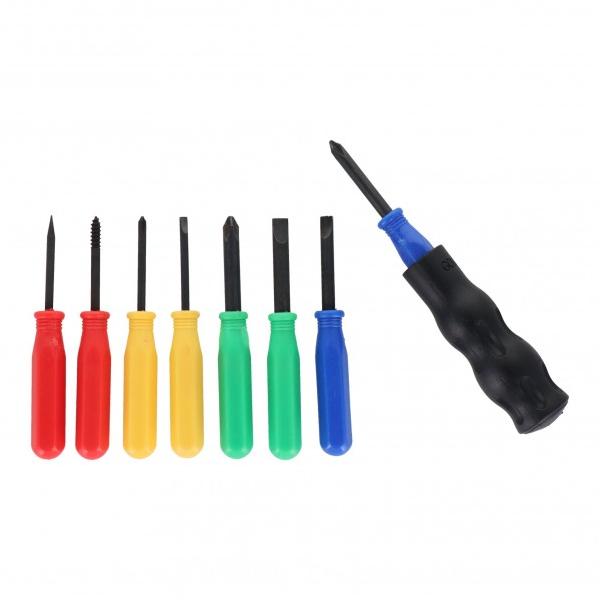 力の入れやすい差込グリップ付 ケースサイズ:H115×W90×D30mm セット内容 ＋0/＋1/＋2/-3/-5/-6mm クジリ キリ グリップ ドライバ、ネジ回し  【入数】 1点 TDS8