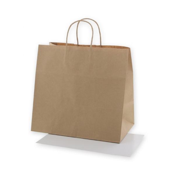 マチ広で、箱ものがすっぽりと収納できる人気のサイズ34-1に底ボールをセットし、強度を増した商品です。 無地ものですので、さまざまな用途にご利用いただけます。 底ボール:裏ねずコートボール 手紐:丸紐未晒   【サイズ】 340×マチ220...