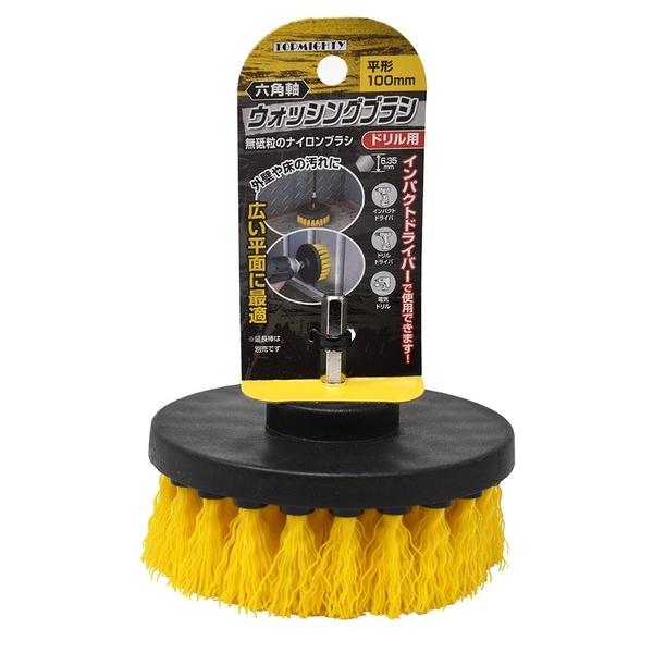 ●ドリル用ウォッシングブラシ。 ●広い平面に最適に。 ●電動工具のチャック部に確実に取り付けてください。 ●最高回転数3000min-1以下で使用してください。   【サイズ】 100mm 【入数】 1個 4000573