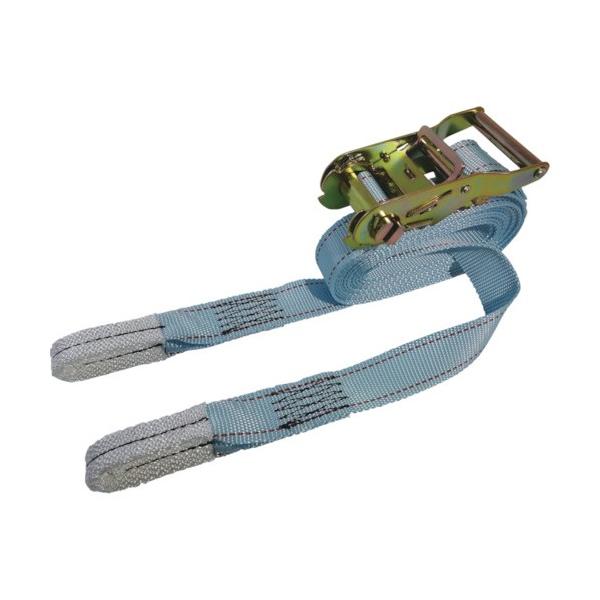 商品画像はイメージ画像です。実際とは異なる場合がございます。 ■特徴 ラチェット（歯車)式で簡単操作のベルト荷締機です。  ■用途 荷役運搬の安全化・効率化。  ■材質 ベルト:ポリエステル ラチェットバックル:スチール   【入数】 1本...