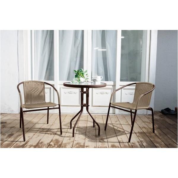 他サイト： 谷村実業 ラタン調チェア2&amp;テーブル2 3点セット TAN-3005の商品画像