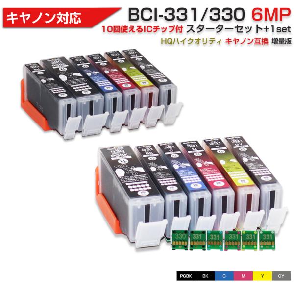 BCI-331+330 / 6MP 大容量 6色セット Ecoink10 スターターセット+交換用1セット ICチップが10回使える 再利用 キャノン Canon 互換インク エコロジー ゴミ削減