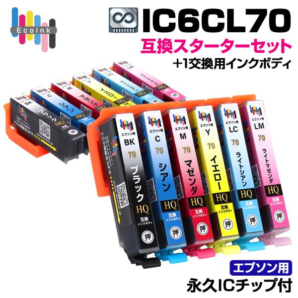 エコインク 【永久ICチップ付き】IC6CL70 6色パック スターターセット