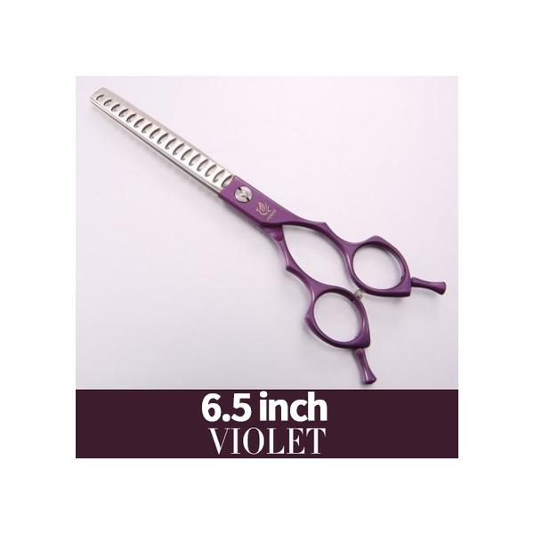 フェニス高品質カラフルな6 5インチステンレス鋼ペット85 間伐はさみ犬用グルーミング17歯シンナーチャンク 6 5 Violet