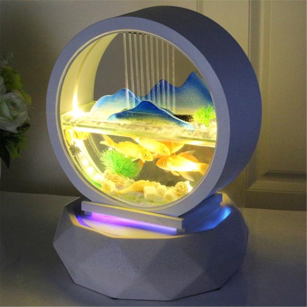 デスクトップ水噴水小魚水槽創造テーブルトップラウンドホワイトガラス Lotus 激安卸販売新品 Fish Bowl X 23 Cm 35
