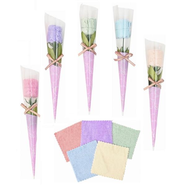 ふんわりローズ花束 タオルハンカチ　/清掃/掃除/景品/粗品/販促品/プレゼント　★ロット割れ不可　50個以上でご注文願います　220個以上で送料無料