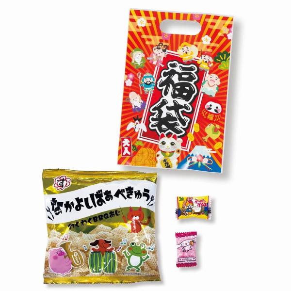 七福神お菓子福袋3点セット　/開運/迎春/新春/新年/来福/景品/粗品/ノベルティ/プレゼント　★ロット割れ不可　150個単位でご注文願います