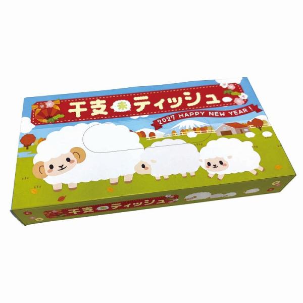 干支BOXティッシュ40W　/開運/迎春/新春/新年/来福/景品/粗品/ノベルティ/プレゼント　★ロット割れ不可　100個単位でご注文願います