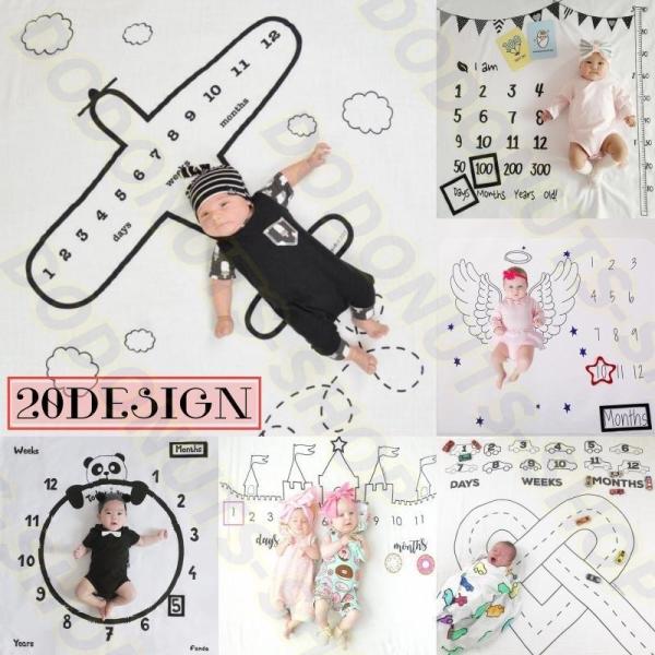 赤ちゃんの成長記録写真を撮るのにおすすめ◎キュートなデザインなので、これ一枚で映えちゃう！かわいい寝相アートフォトブランケットです。さらさらとして肌触りが良いポリエステル繊維素材♪月齢の数字へマークリングなどを置いて、撮影してください。※書...