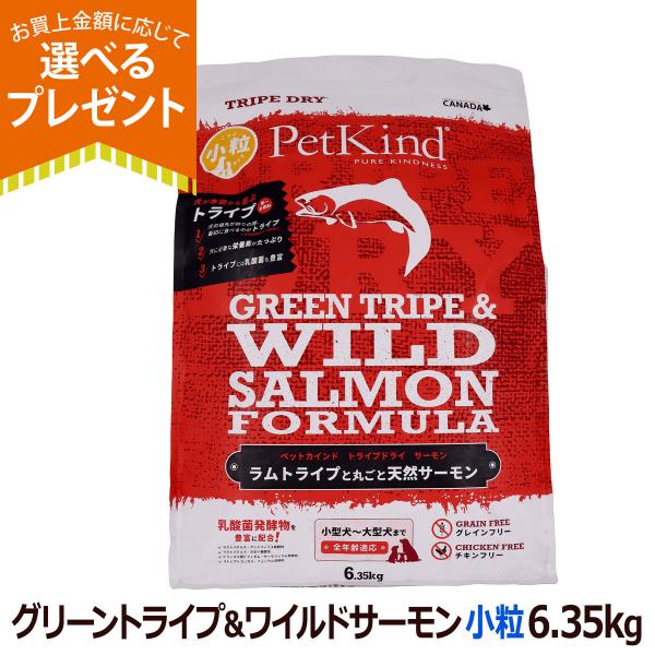 【順次パッケージ変更】(選べるプレゼント付き) ペットカインド トライプドライ グリーントライプ＆ワイルドサーモン 小粒 6.35kg グレインフリー 穀物不使用