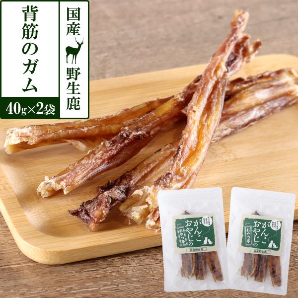 犬 おやつ 無添加 国産 がんこおやじのおやつ亭  国産野生鹿 背筋のガム 40g×2袋セット 追跡可能メール便のみ送料無料（同梱不可）ジビエ 低カロリー