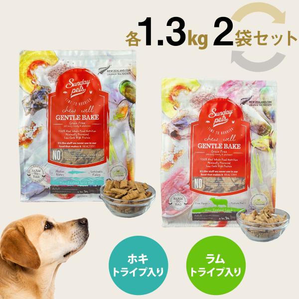 サンデーペッツ ローテーションセット  ワイルドホキ ウィズトライプ＋ラム ウィズトライプ 1.3kg 各1袋 犬 成犬 穀物不使用 魚 羊