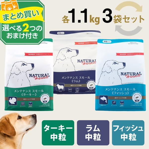 （順次パッケージ変更）(選べる2つのおまけ付き)ナチュラルハーベスト メンテナンススモール ローテーションセット1(各1袋ずつ3袋セット)1.1kg ×3