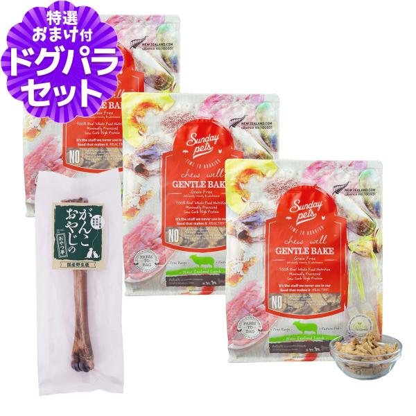 サンデーペッツ ドッグフード ジェントルベイク ラムウィズトライプ 1.3kg×3袋 +国産鹿デンタルボーン 1本入り