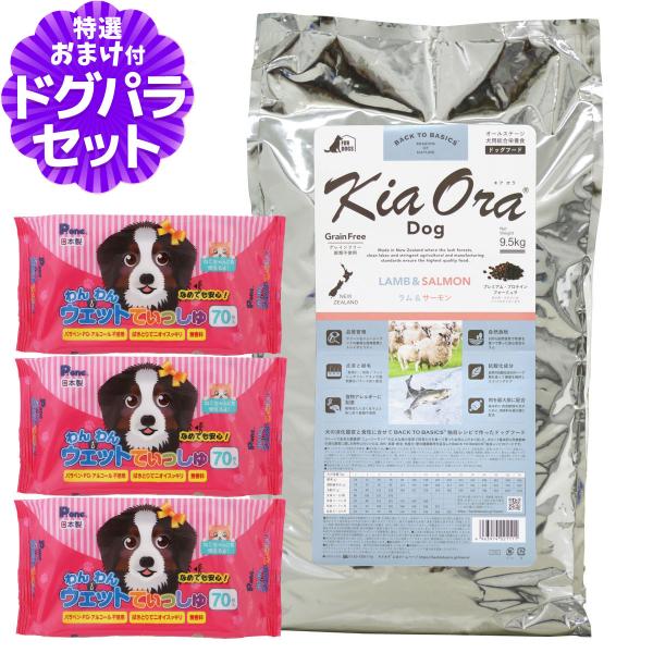 キアオラ ドッグフード ラム＆サーモン 9.5kg+わんわんウエットてぃっしゅ 3個