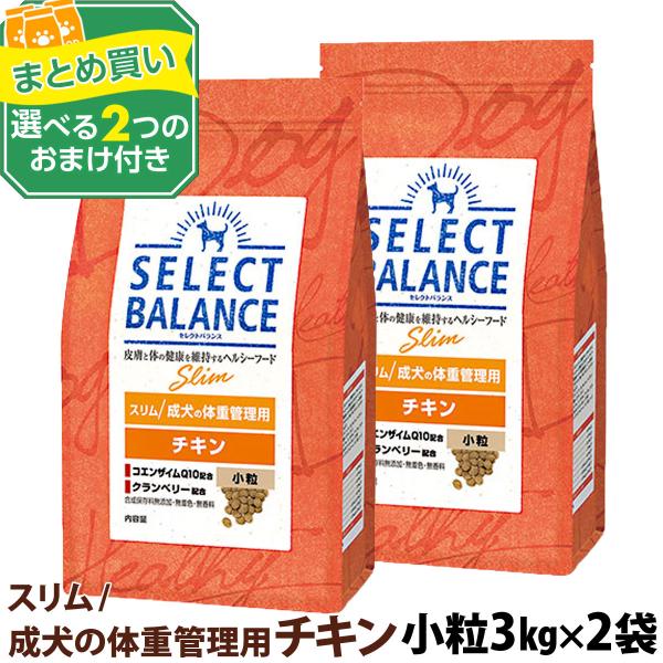セレクトバランス スリム チキン 小粒 3kg×2個＋選べるおまけ付き 成犬 体重管理 1才以上の成犬 鶏