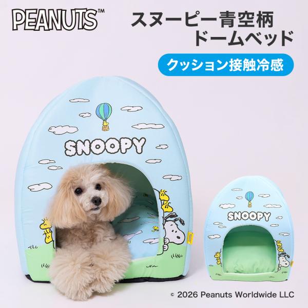 犬 いぬ ペット ペットベッド 【 PEANUTS 】SNOOPY スヌーピー 青空柄 クール ドームベッド