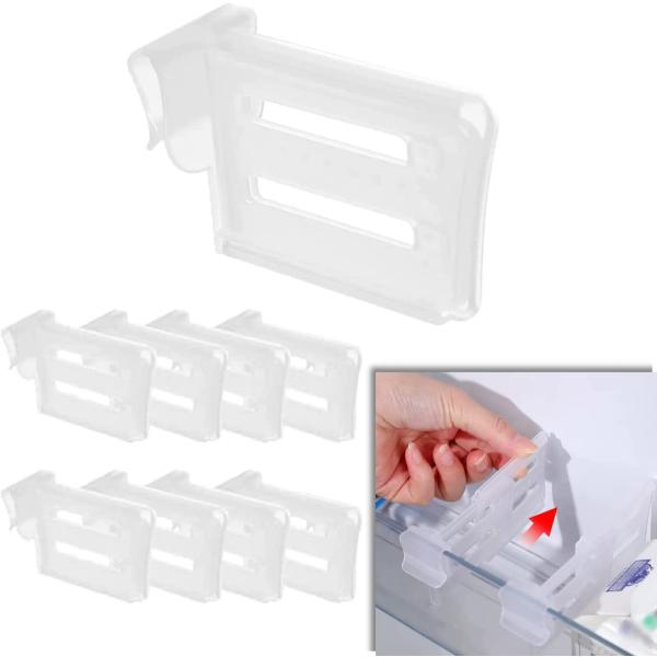 【商品の詳細】商品名： 冷蔵庫仕切りクリップ状態：新品寸法：8*5*3cm（展開後：11*5*3cm）梱包内容：8本セット重量：重量14g/個材質：上質PPプラスチック