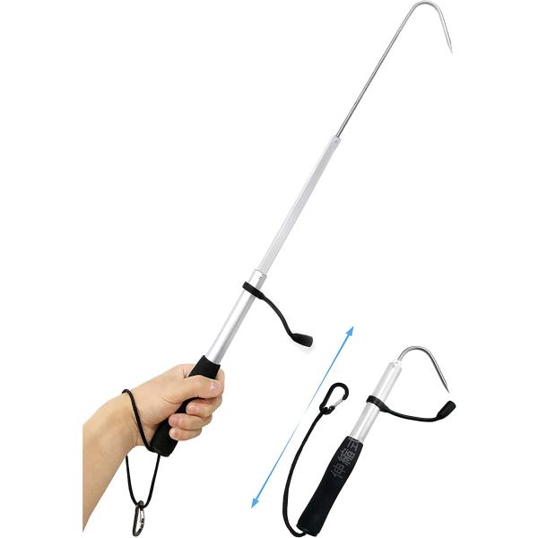 DOKEEP  ギャフ フィッシュギャフ テレスコ仕様 伸縮式 フィッシングツール グリッパー魚釣り 65cm