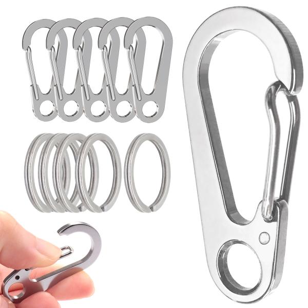 メーカー: DOKEEP 合同会社材質：SUS420J2ステンレス鋼職人技：焼入れ 焼もどし最大荷重(片方)：50kg(静止荷重)抗張力：σb (MPa)520サイズ&amp;重量：45*20*3mm、8g/個商品内容：スナップフック5個、...